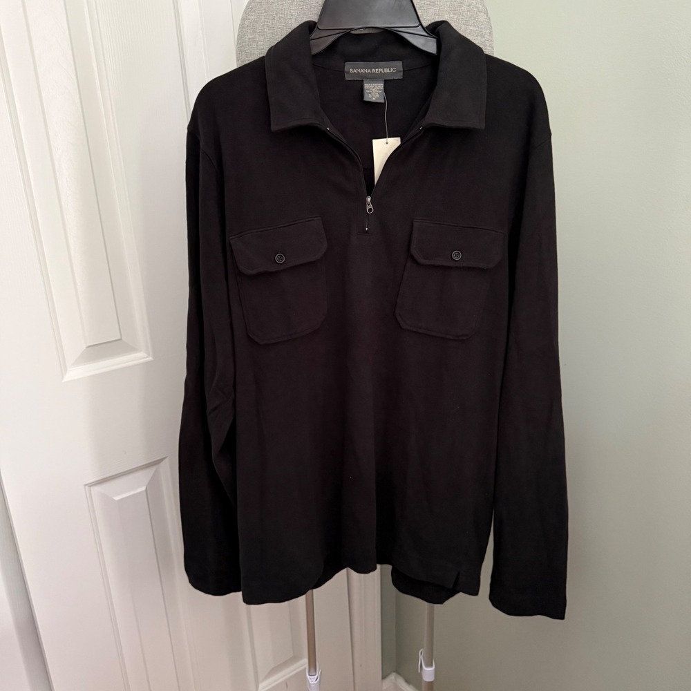 Vintage 2002 Banana Republic Utility Pullover M Black Military Cargo Shirt